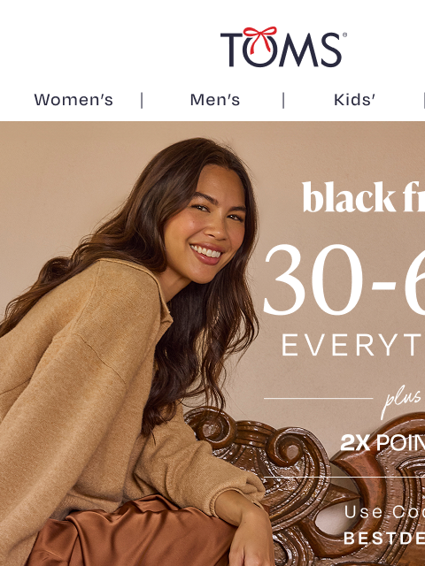 toms newsletter: Get Holiday Ready and Save up to 65%