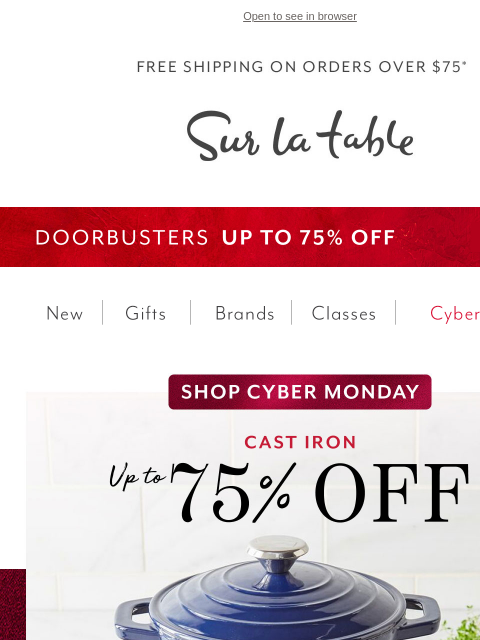 surlatable newsletter: Today-Only: Up to 75% off cast iron cookware!