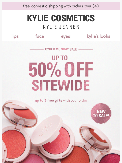 kyliecosmetics newsletter: shop cyber monday SALE 🛒