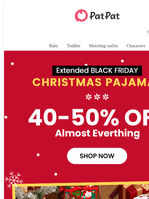 patpat newsletter: 🎅40%-50% OFF Christmas Pajamas — Limited Sizes Le...