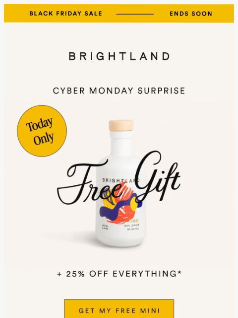 brightland newsletter: ⚡YOUR SURPRISE GIFT: FREE MINI BOTTLE + 25% OFF