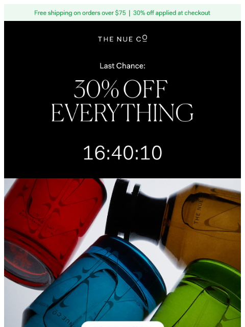 thenueco newsletter: 30% off ends at midnight