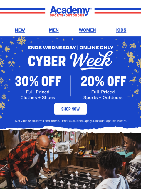 academy newsletter: Cyber Week: 30% OFF Clothes + Shoes