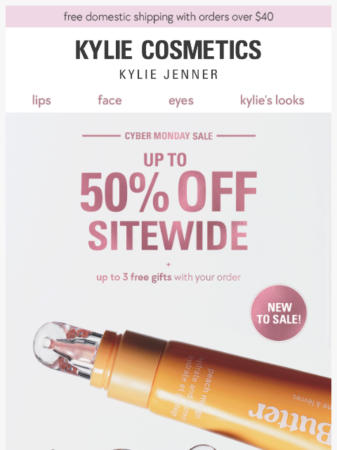 kyliecosmetics newsletter: CYBER SALE 📢 up to 50% off 📢