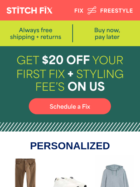 stitchfix newsletter: We picked these for you + $20 off