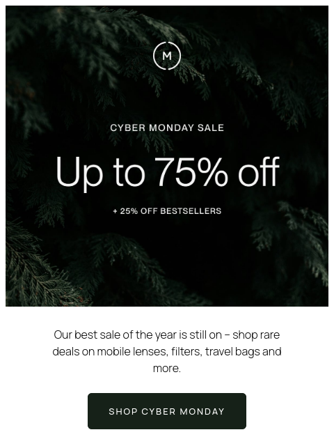 shopmoment newsletter: Cyber Monday is Here: Up to 75% off