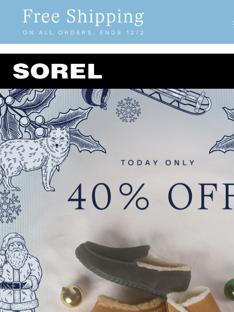 sorel newsletter: Cyber Starts Now: Take 40% Off All Slippers
