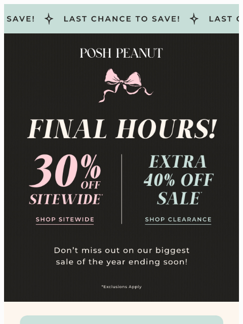 poshpeanut newsletter: 💖 Final Hours! Our Best Sale of the Year Ends Ton...