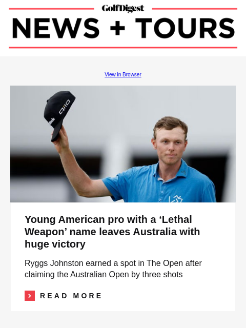 How do you compare? A deep-dive look at how your game stacks up to other golfers GolfDigest View in Browser Young American pro with a 'Lethal Weapon' name leaves Australia with huge victory