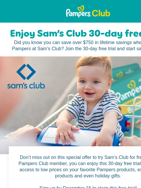 Start your membership trial and save on Pampers 💸 Pampers Pampers Did you know you can save over $750 in lifetime savings when you buy Pampers at Sam's Club? Join the 30-day free trial and start