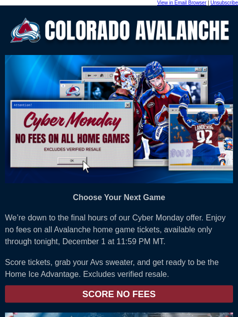 thecoloradoavalanche newsletter: 🚨LAST CHANCE to Save on Avs Home Games