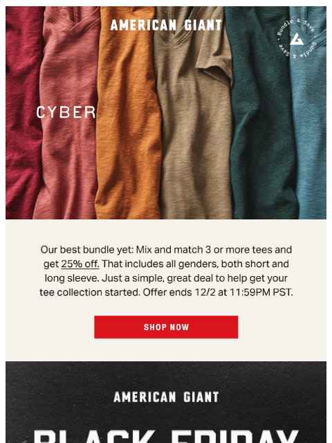 american-giant newsletter: Cyber Monday⚡️Flash Sale