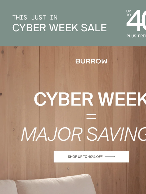 burrow newsletter: EXTENDED: Up to 40% off Sitewide