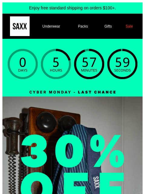 saxxunderwear newsletter: 📣 LAST CALL for *at least* 30% off