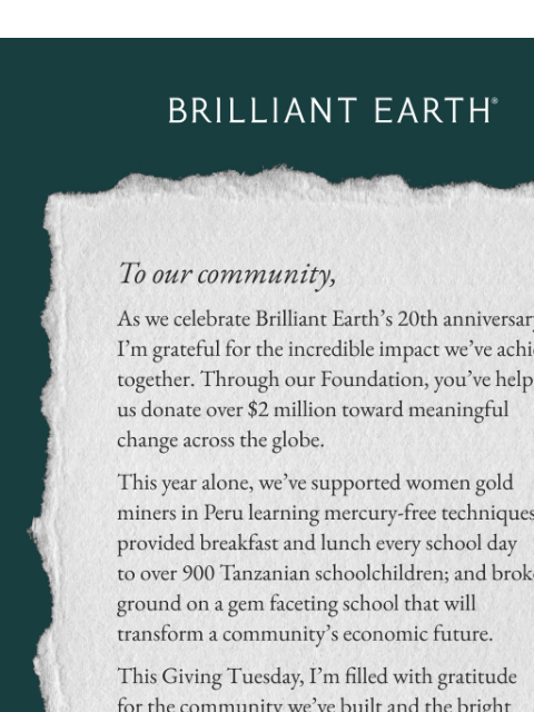 brilliantearth newsletter: 20 years of impact