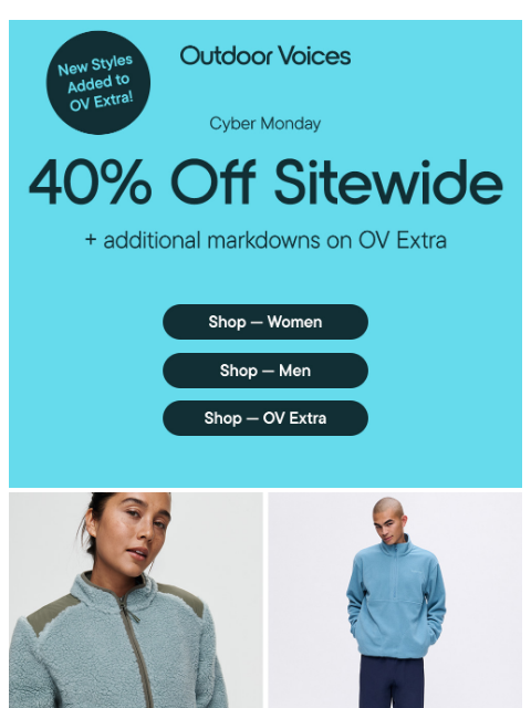 outdoorvoices newsletter: SURPRISE: 40% OFF EXTENDED​