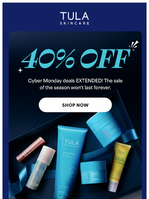 tula newsletter: Still on: 40% off everything