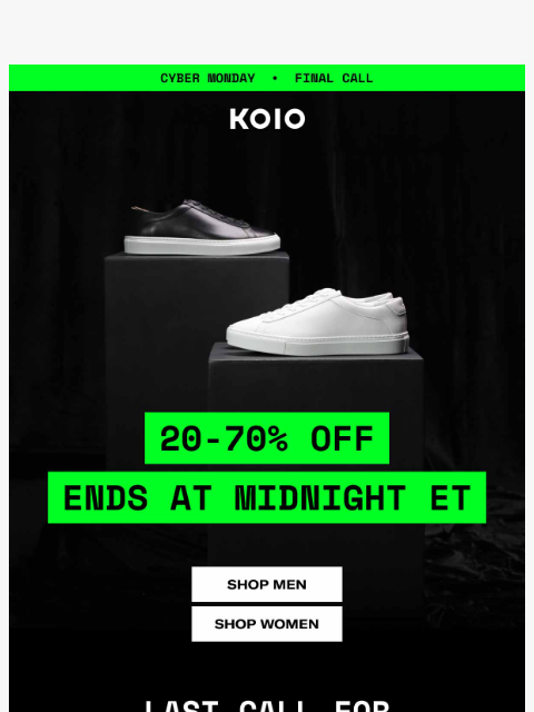 koio newsletter: THE SALE OF THE YEAR ENDS IN 6 HOURS