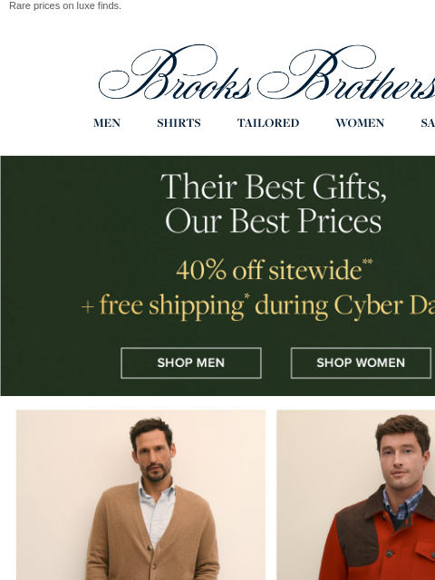 brooksbrothers newsletter: Cyber Monday: 40% off Everything + FREE shipping