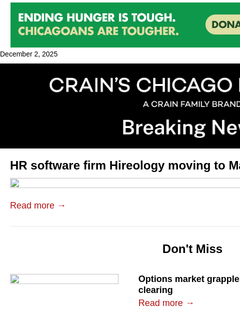 crainalerts newsletter: Marshall Field building lands Hireology HQ