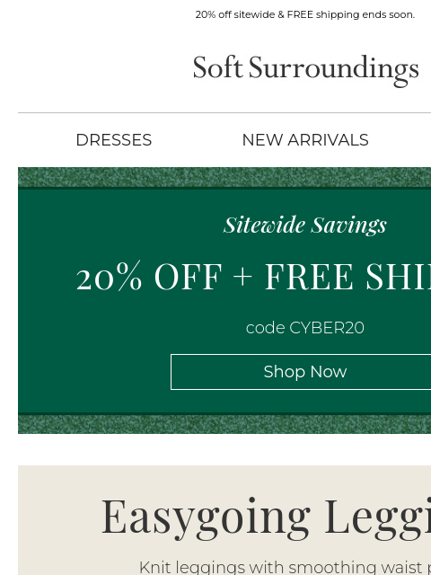 softsurroundings newsletter: Leggings Made for All-Day Ease