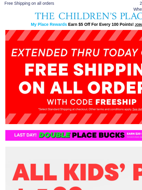 childrensplace newsletter: The Merriest Matching PJs: $6.99+ w/ FREE SHIPPING...