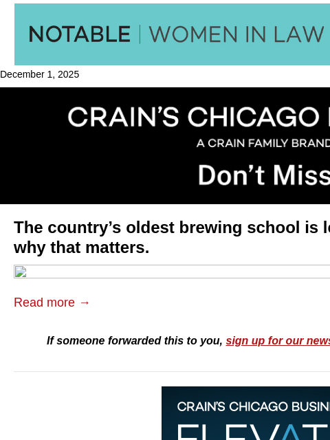 crainalerts newsletter: Chicago's brewing legacy takes a hit
