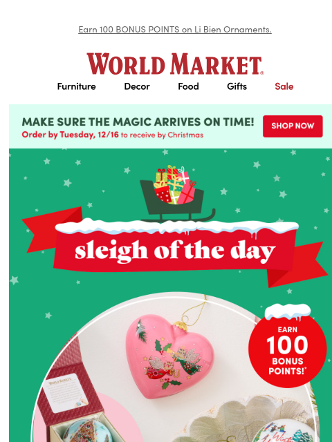 emailworldmarket newsletter: ✨🎄✨ It’s the SLEIGH OF THE DAY!