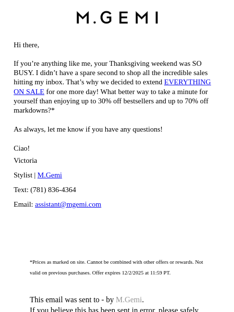 mgemi newsletter: SALE EXTENDED