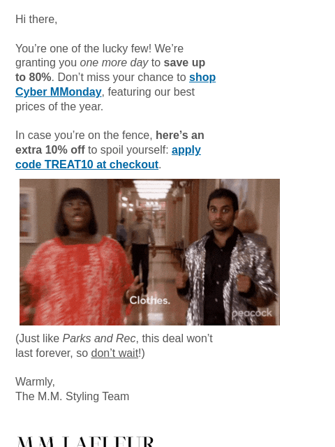 mmlafleur newsletter: EXTENDED: Cyber MMonday