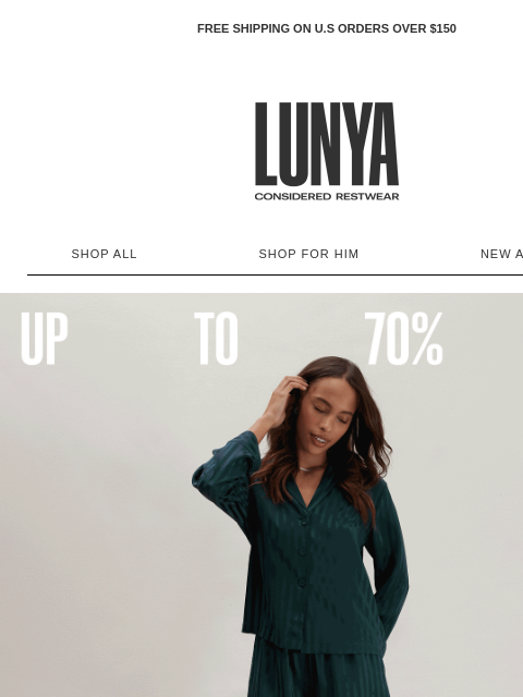 lunya newsletter: LAST DAY, UP TO 70% OFF