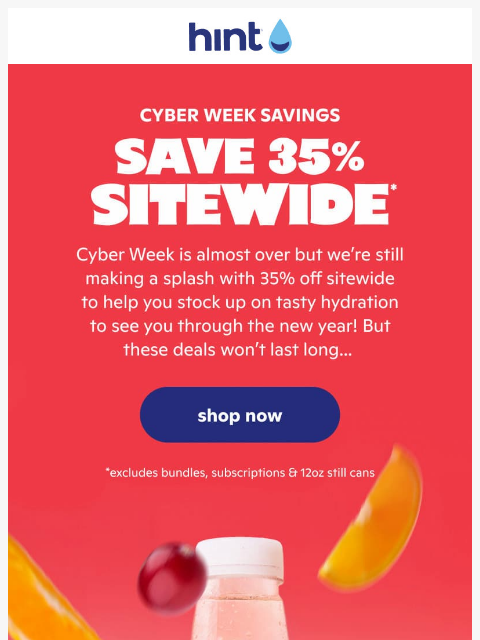 drinkhint newsletter: Cyber Week savings on now 💧