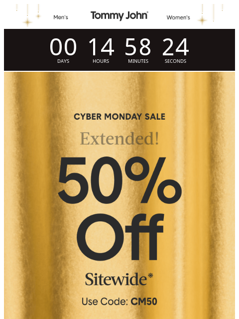 tommyjohn newsletter: EXTENDED 💥 50% Off Sitewide