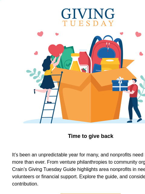 craincontentstudio newsletter: Giving Tuesday: Share your success with local char...