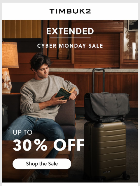 timbuk2 newsletter: Extended | Up to 30% off Cyber Monday Sale