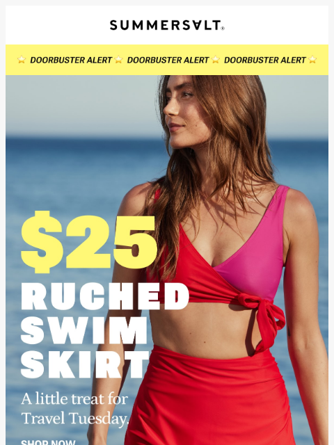 summersalt newsletter: ⚡️ $25 RUCHED SWIM SKIRTS ⚡️