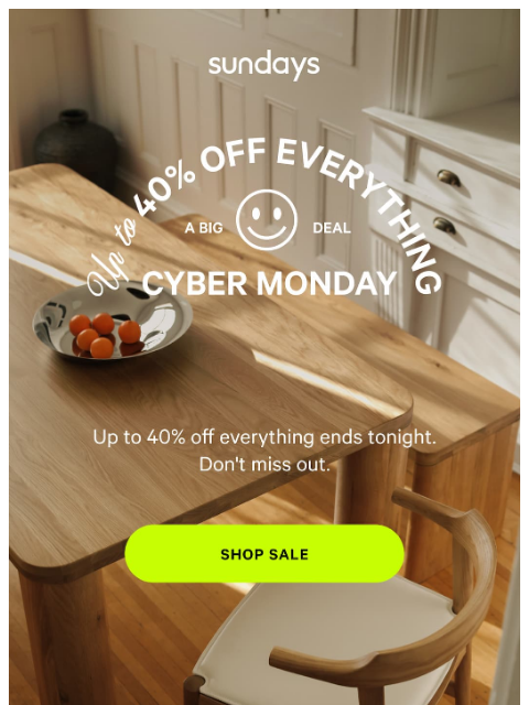 sundays-company newsletter: Final call for up to 40% off