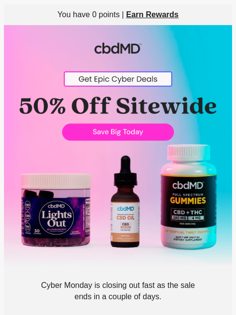 cbdmd newsletter: Your Holiday Helpers Are Still 50% Off