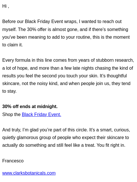 clarksbotanicals newsletter: Before midnight… you’ll want to see this