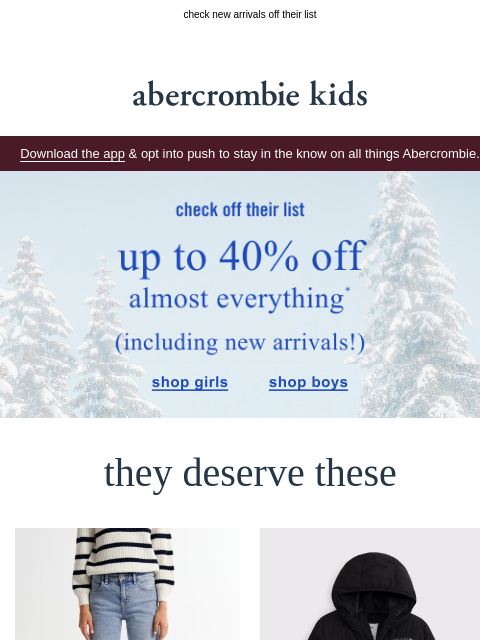 abercrombie newsletter: up to 40% OFF this season's best