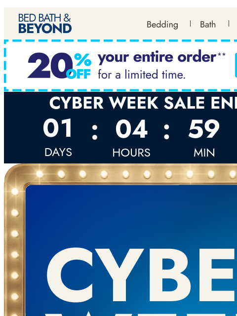 bedbathandbeyond newsletter: Cyber Week doorbusters: Extra savings inside