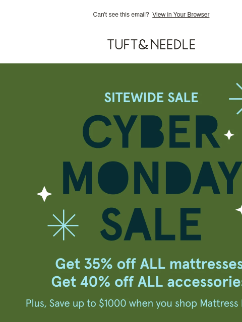 tuftandneedle newsletter: Don’t miss 35% off mattresses