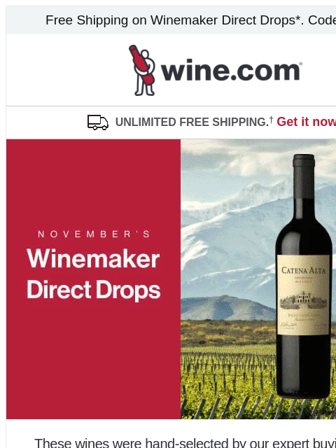 wine newsletter: Free shipping on our Winemaker Direct Drops!