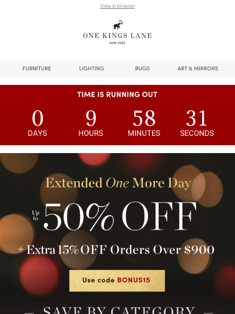 onekingslane newsletter: ⏰ Last Chance for Up to 50% Off Sitewide