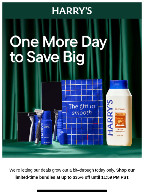 harrys newsletter: One more day to save big 💰