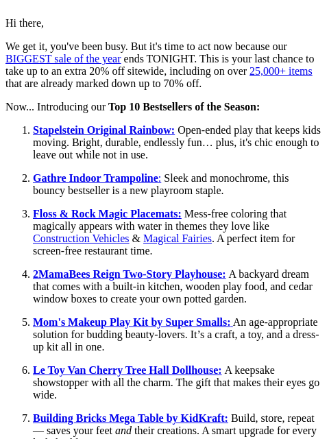 maisonette newsletter: Hurry! Extra 20% off these bestsellers until midni...