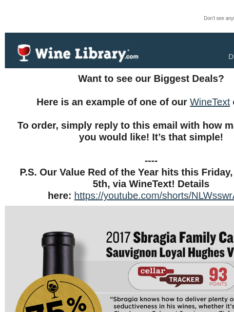 winelibrary newsletter: Did you see this offer? A $120 SRP Ultra Premium N...