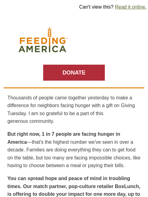feedingamerica newsletter: There's still time