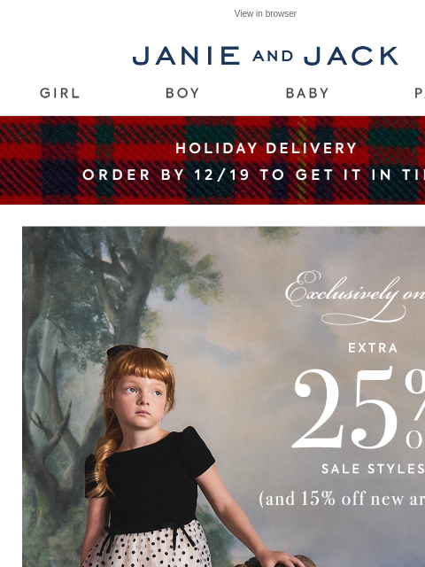 janieandjack newsletter: An online exclusive event (hint: sale on sale)