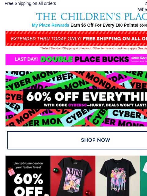 childrensplace newsletter: ⏳ Final Hours! 60% Off Sitewide + Free Shipping - ...